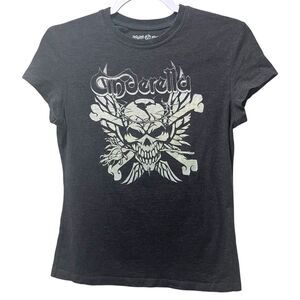 Vintage Vinyl Cinderella Rock Band T-Shirt Junior's Large Gray Cotton Cap Sleeve